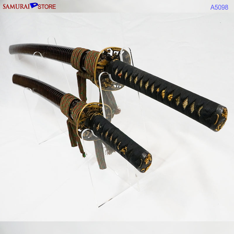 A5098 Pair of antique Daisho Katana & Wakizashi w/ Great Mountings w/ NBTHK 3 certificates