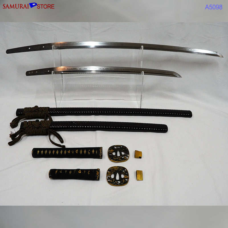 A5098 Pair of antique Daisho Katana & Wakizashi w/ Great Mountings w/ NBTHK 3 certificates