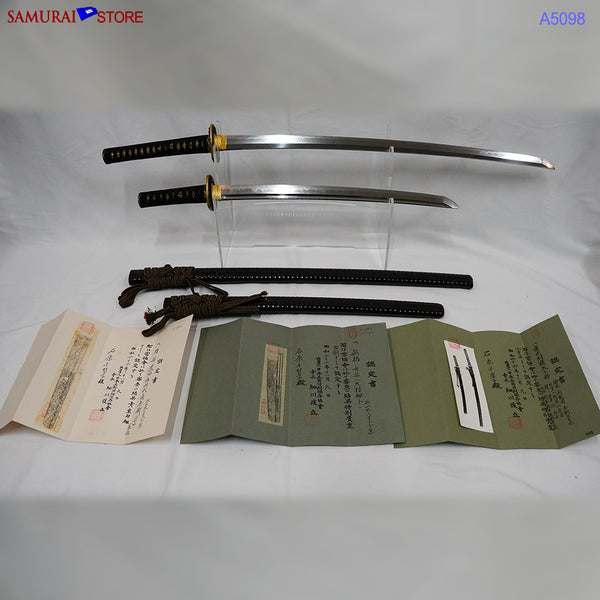 A5098 Pair of antique Daisho Katana & Wakizashi w/ Great Mountings w/ NBTHK 3 certificates