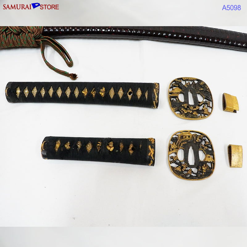A5098 Pair of antique Daisho Katana & Wakizashi w/ Great Mountings w/ NBTHK 3 certificates