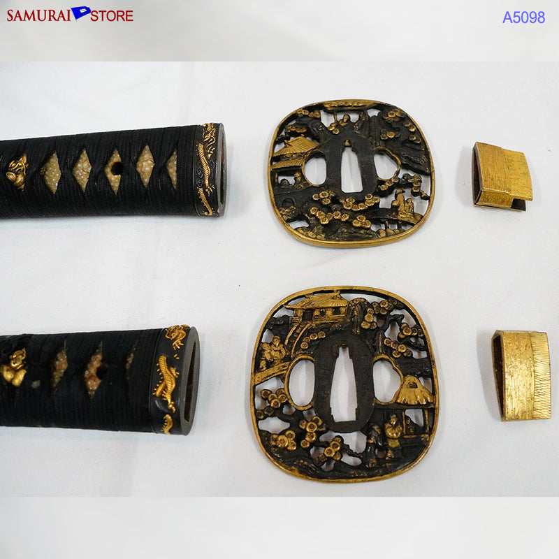 A5098 Pair of antique Daisho Katana & Wakizashi w/ Great Mountings w/ NBTHK 3 certificates
