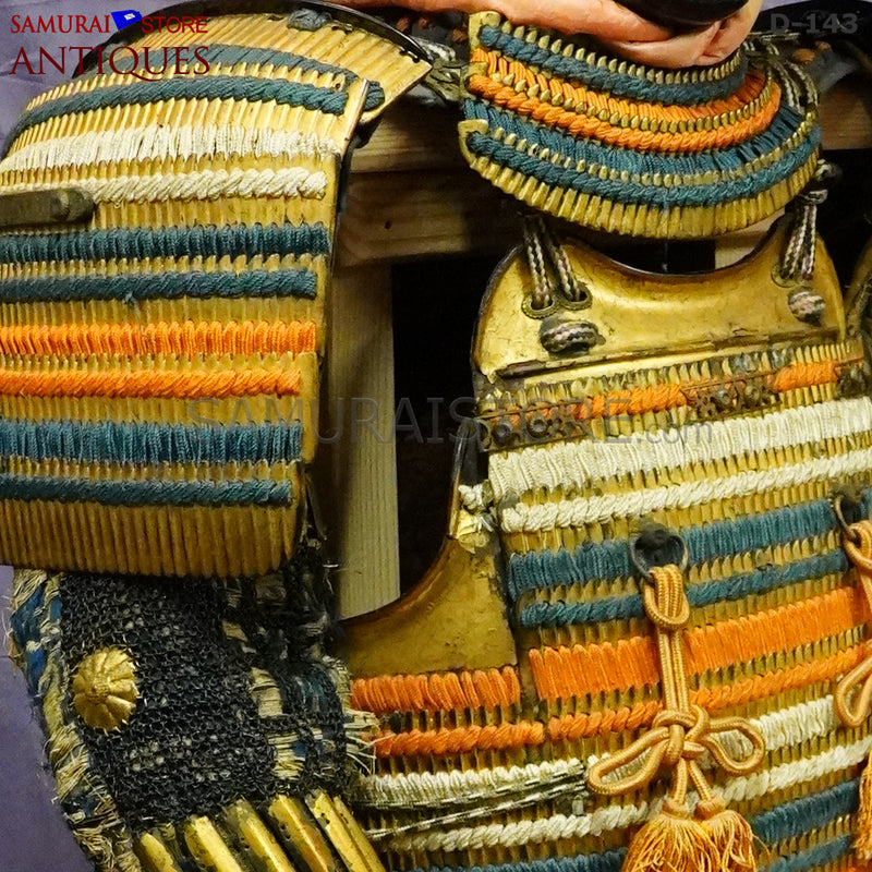 D143 Antique suit of Honkozane gold armor w/ Certificate