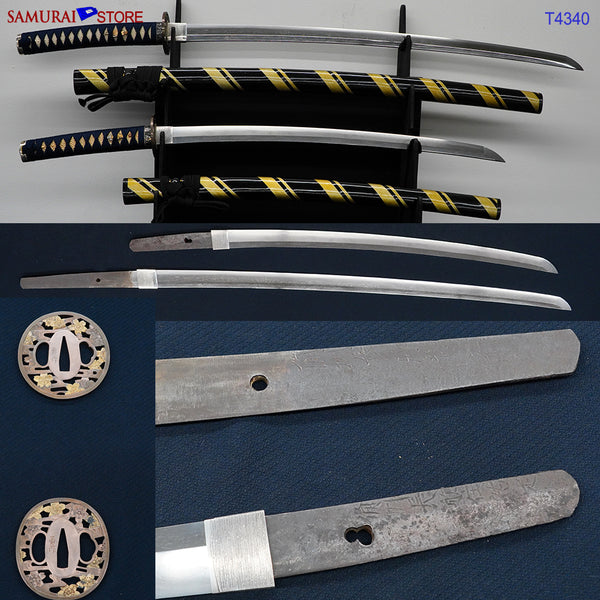 T4340 A Pair of Katana & Wakizashi swords SUKESADA in Ornate Mountings
