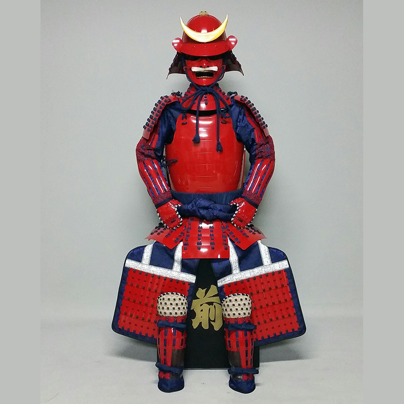 (Ready-To-Ship) L049 RED Okegawa Suit of Armor w/Darkblue lacing - SAMURAI STORE