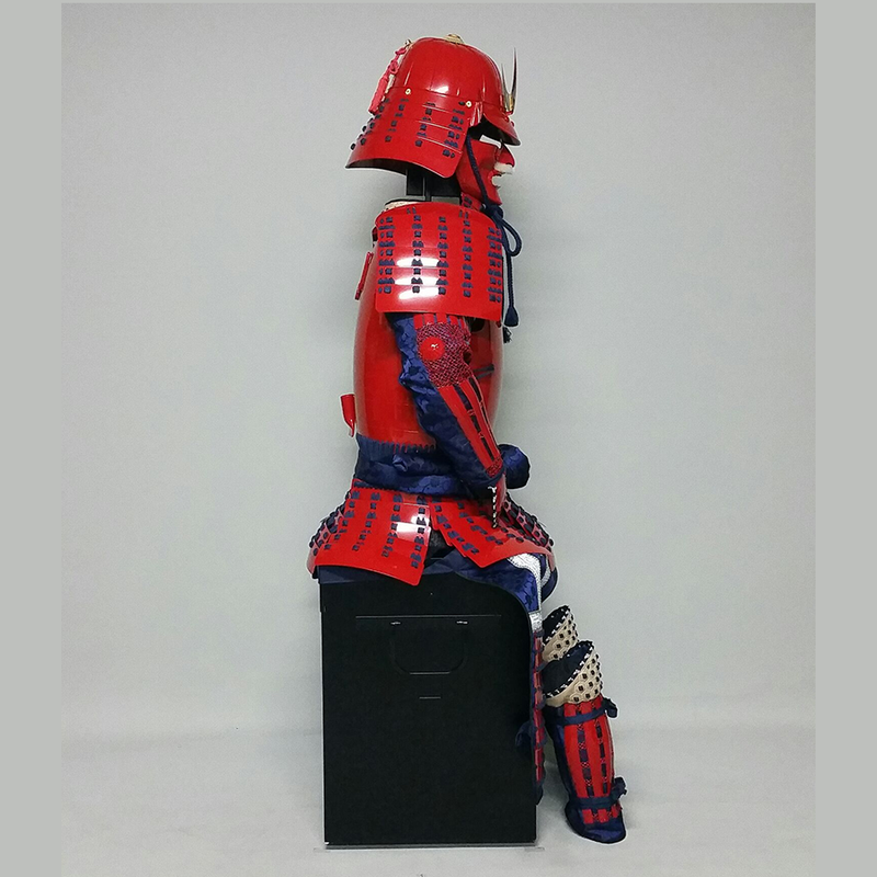 (Ready-To-Ship) L049 RED Okegawa Suit of Armor w/Darkblue lacing - SAMURAI STORE