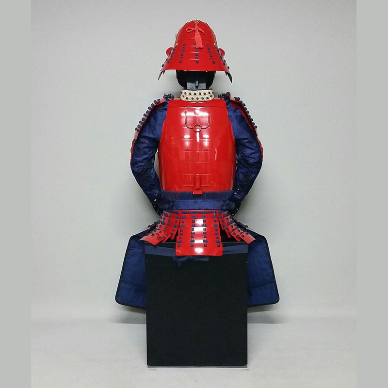(Ready-To-Ship) L049 RED Okegawa Suit of Armor w/Darkblue lacing - SAMURAI STORE