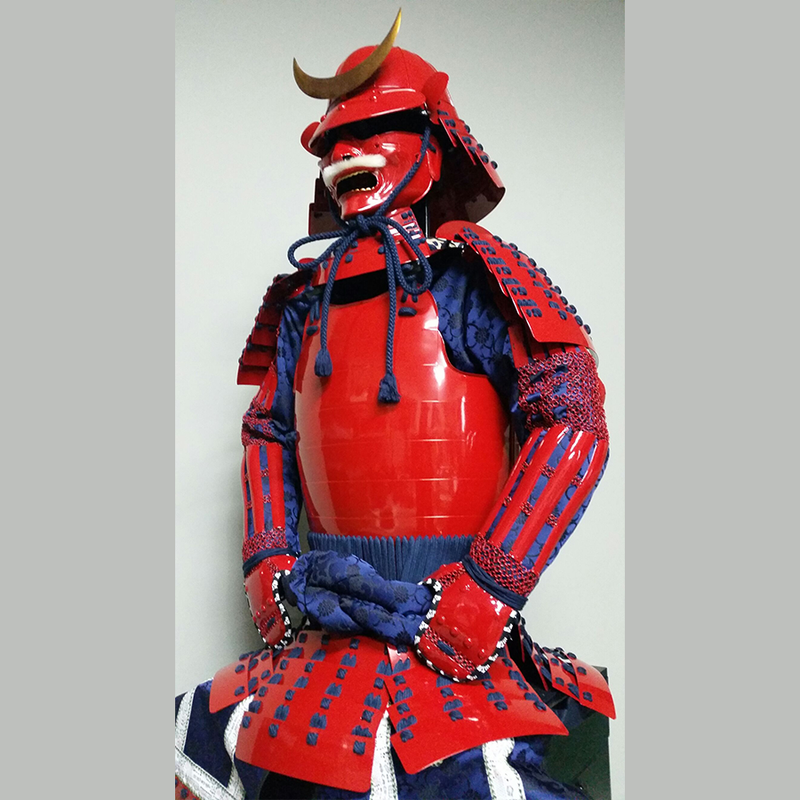 (Ready-To-Ship) L049 RED Okegawa Suit of Armor w/Darkblue lacing - SAMURAI STORE